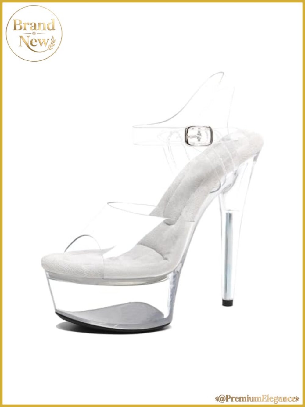 6in Clear Platform Stiletto Heels Ankle-Strap Exotic Sandals Women's